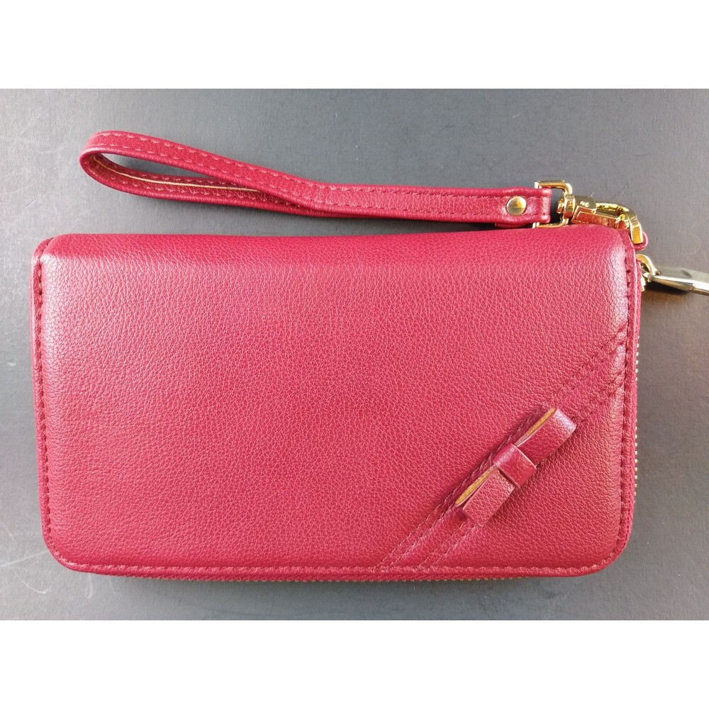 Gresso Red Wallet Wristlet with Bow Detail Classic Style Small Clutch Bag